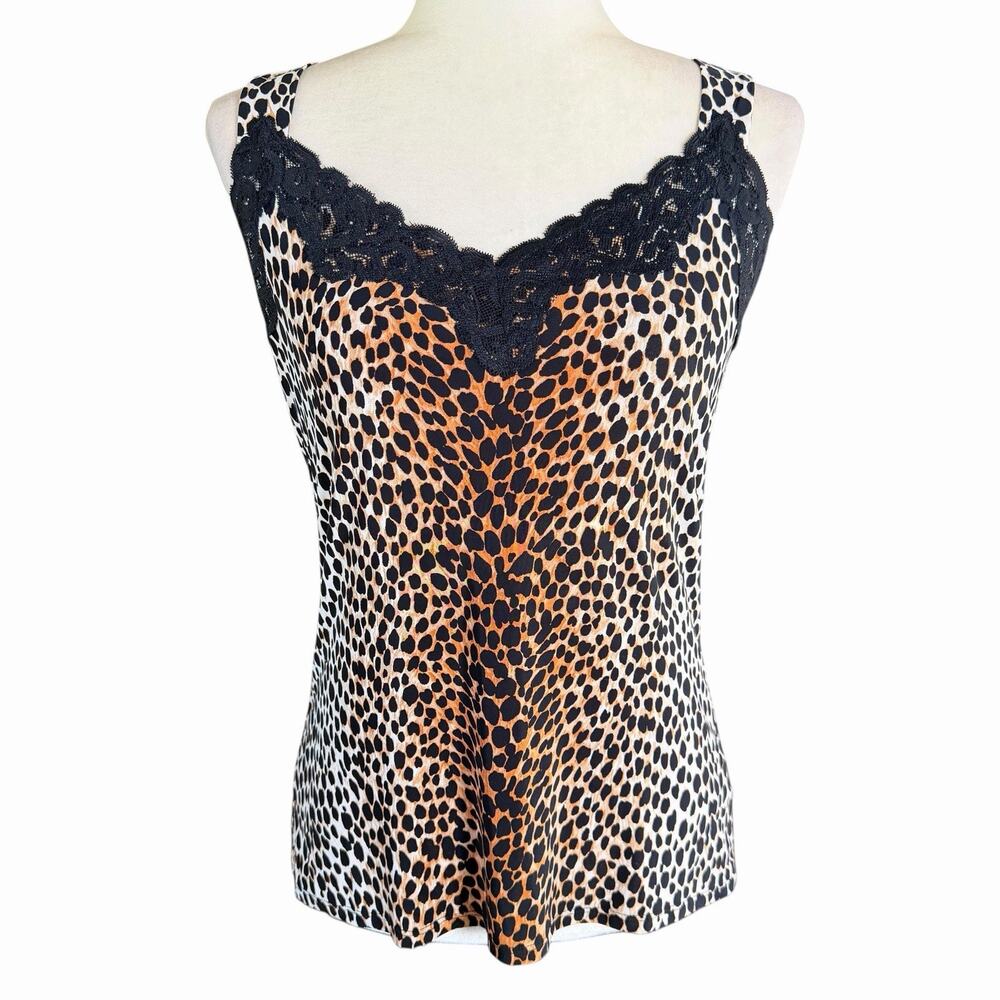 White House Black Market WHBM Leopard Print Cami Top Women's M Officesiren Sexy